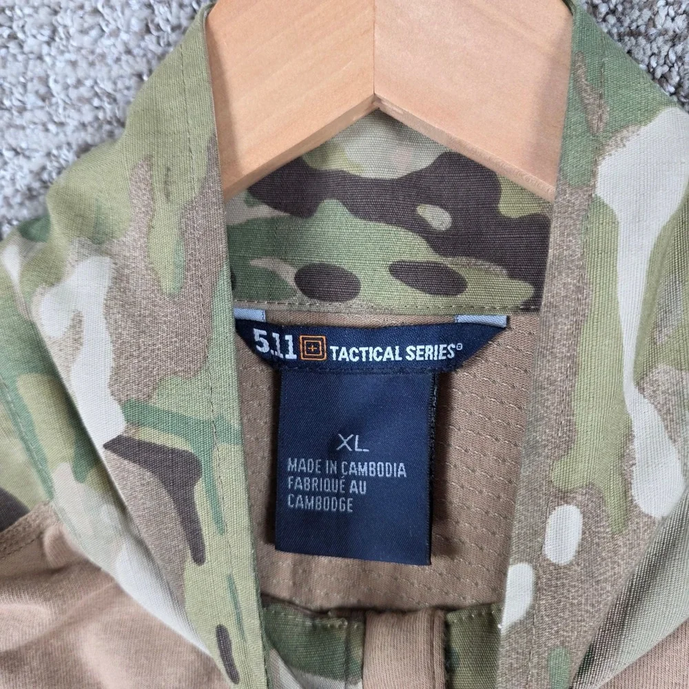 5.11 Tactical Series Rapid Assault Shirt XL Mens Tan Camo MultiCam 1/4 Zip